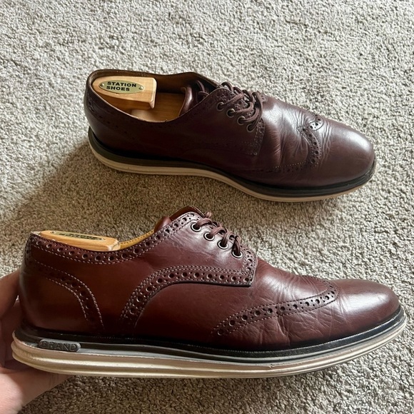 Cole Haan OriginalGrand Men’s 10.5 Wingtip Oxford Shoes Brown Leather C31546 - Picture 1 of 11